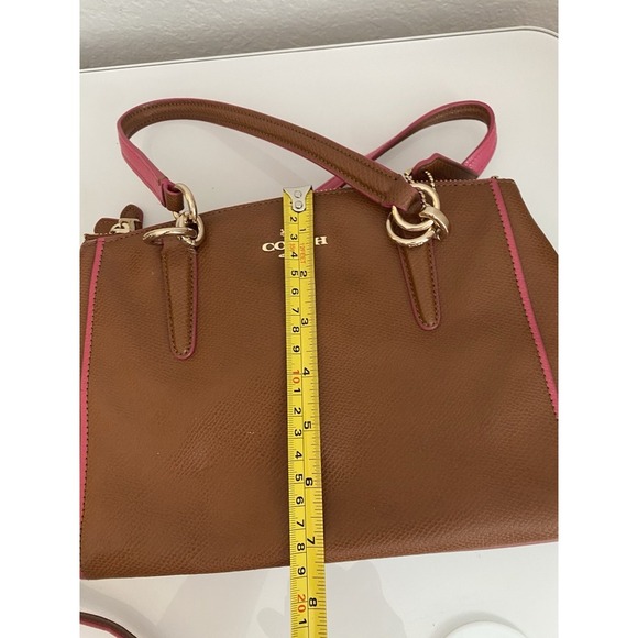 Coach Mini Christie Brown Pebble Leather Pink Trim Pink Lining Zip F37762 - Picture 9 of 16